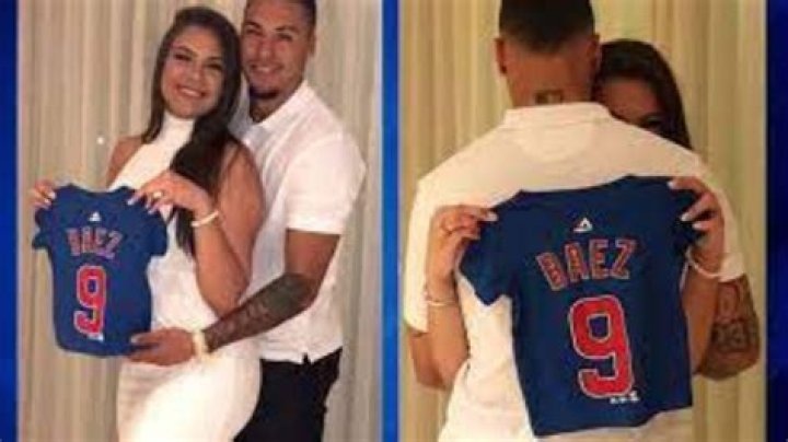 Javy Baez with wife in PR Marquee Sports Network Television Home of